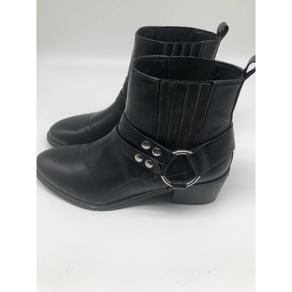 Steve Madden Boots Western Black Ankle Women’s Buckle Moto Fit Shoes Dress SZ 9M